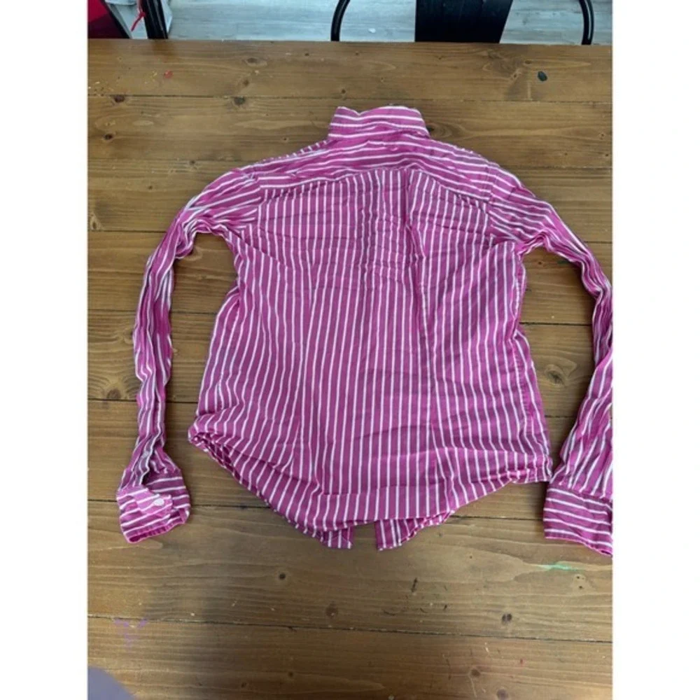 Ralph Lauren Kids Pink White Stripe‎ Slim Fit Button Down Shirt Size 4